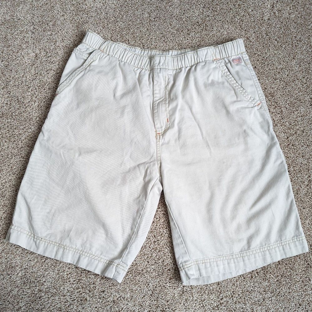 VTG OP Ocean Pacific 100% Cotton Elastic Waist Khaki Utility Shorts
